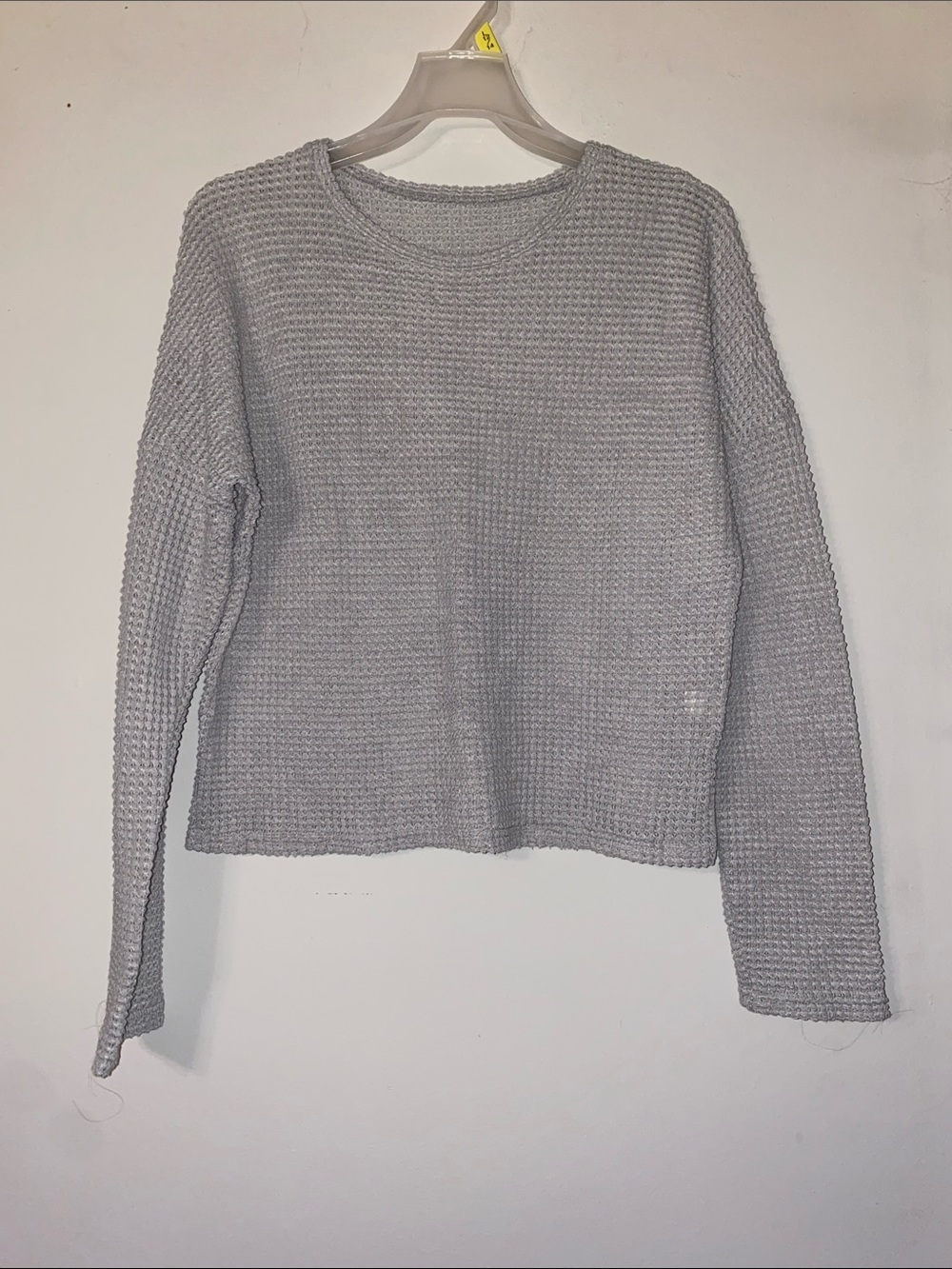 Light Gray Waffle Knit Crewneck Top